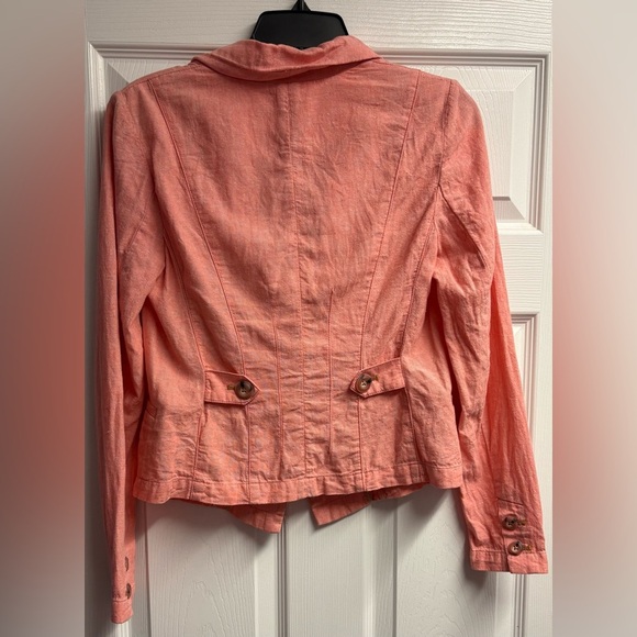Anthropologie Coral Linen/Cotton Blend Jacket Size 2 - Picture 4 of 4
